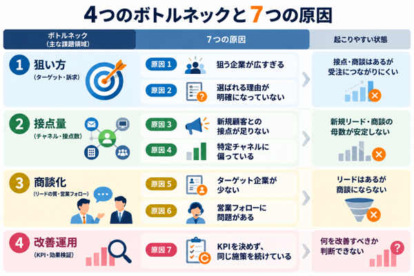4つのボトルネックに整理すると7つの原因